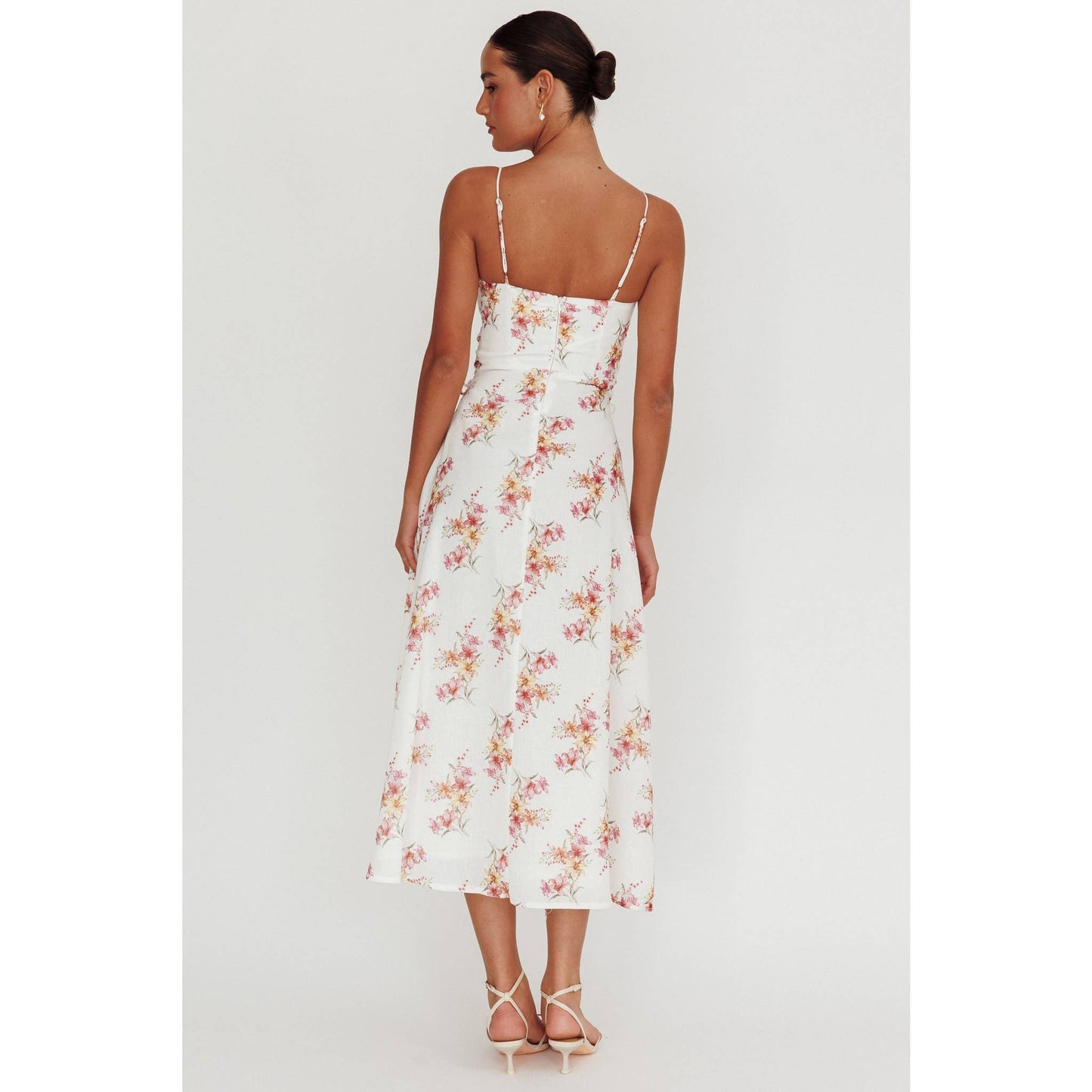 FLORAL V NECKLINE MAXI DRESS: FLORAL / KA0091D01
