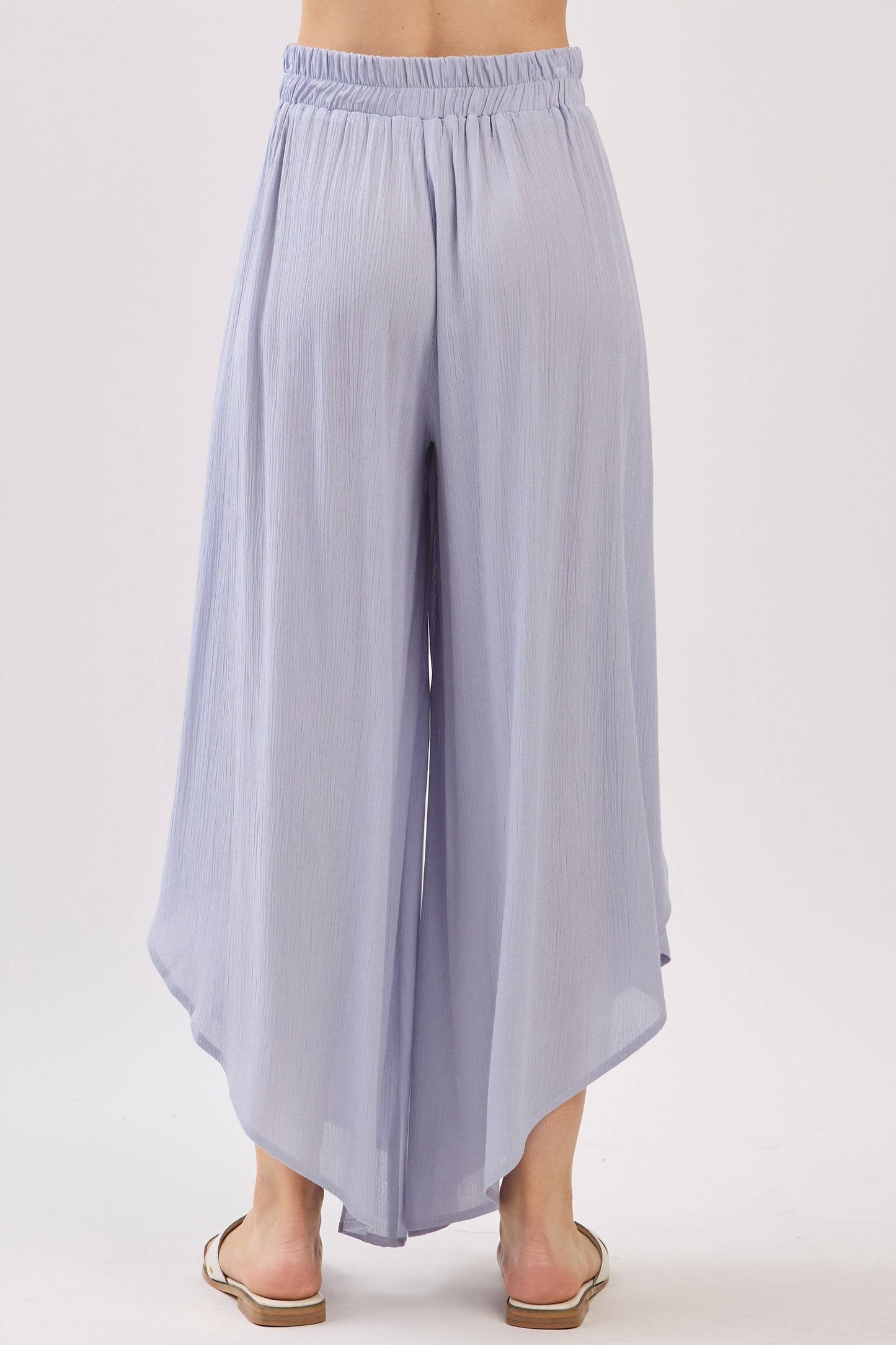 Overlap Detail Wide Leg Pants - NP70175: Vintage Denim