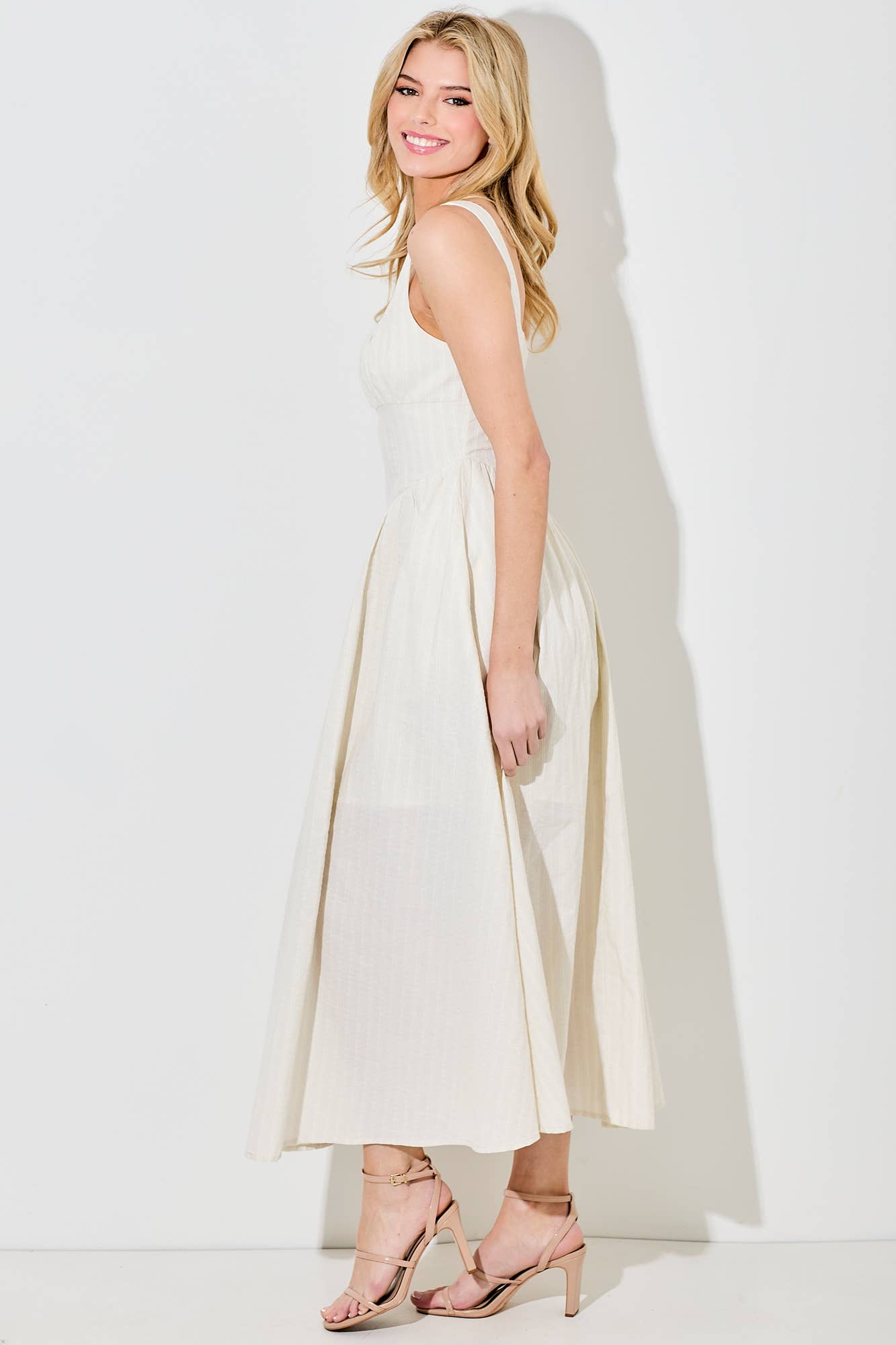 STRIPE MIDI DRESS: BLACK / BD5992