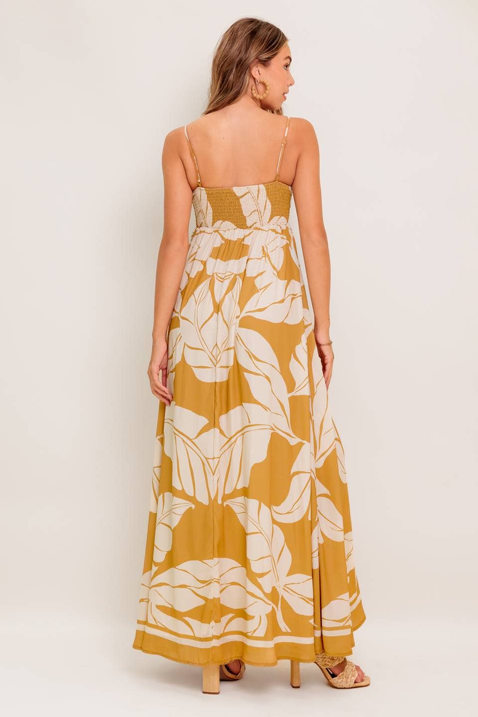 A printed woven maxi dress - ID22633: CAMEL