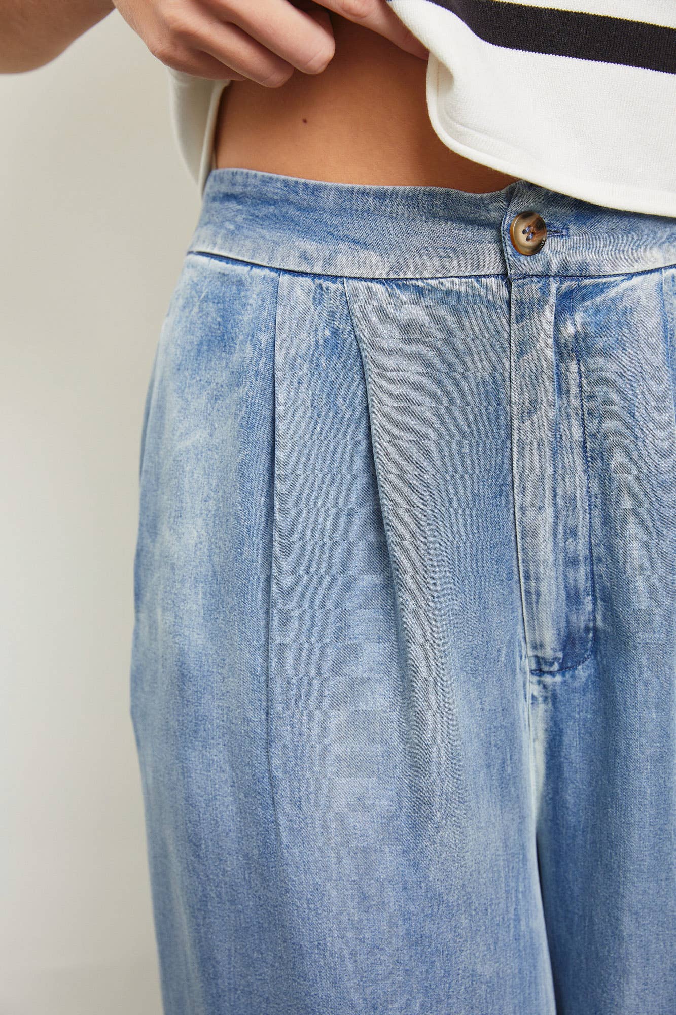 DENIM WIDE LEG PANTS: DENIM / S20981