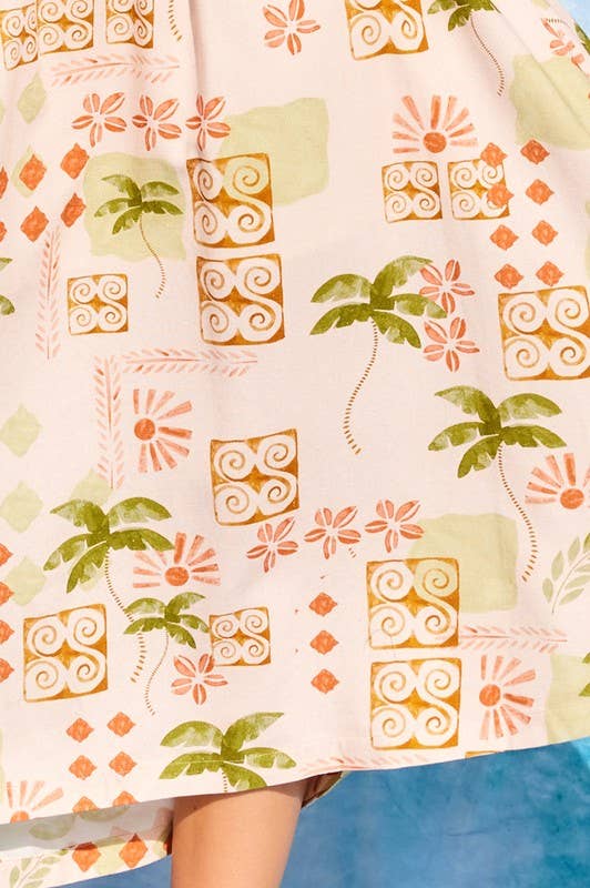 Printed Midi Tube Dress: Cream IM8543