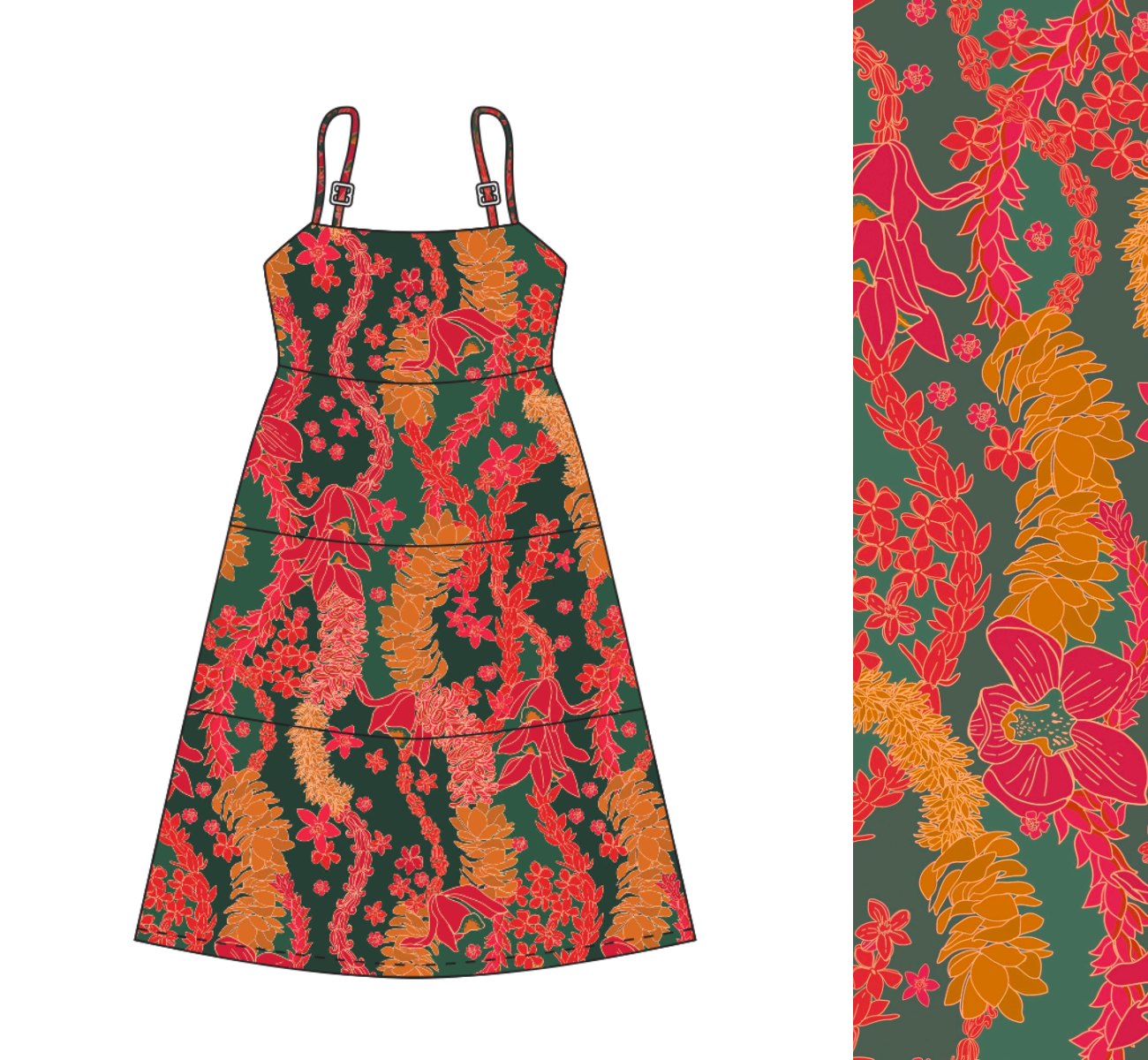 Coral Dress in Lei Day