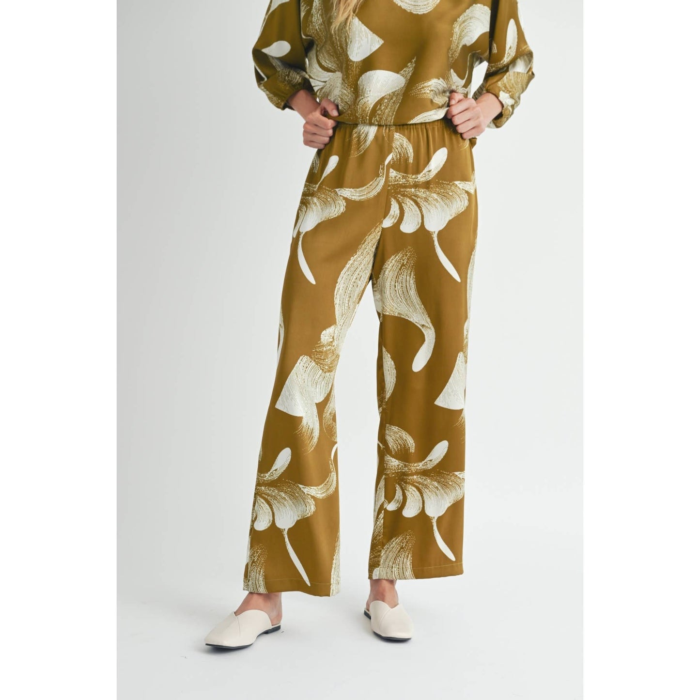 ABSTRACT PRINT PANTS: MOSS / FP67774