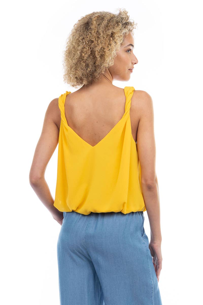 ST119446 Bubble Top With Twisted Shoulder Detail : Off White