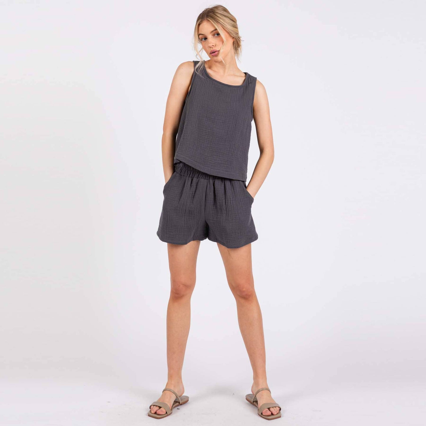 Cotton Triple Gauze Shorts - NP70284H Black