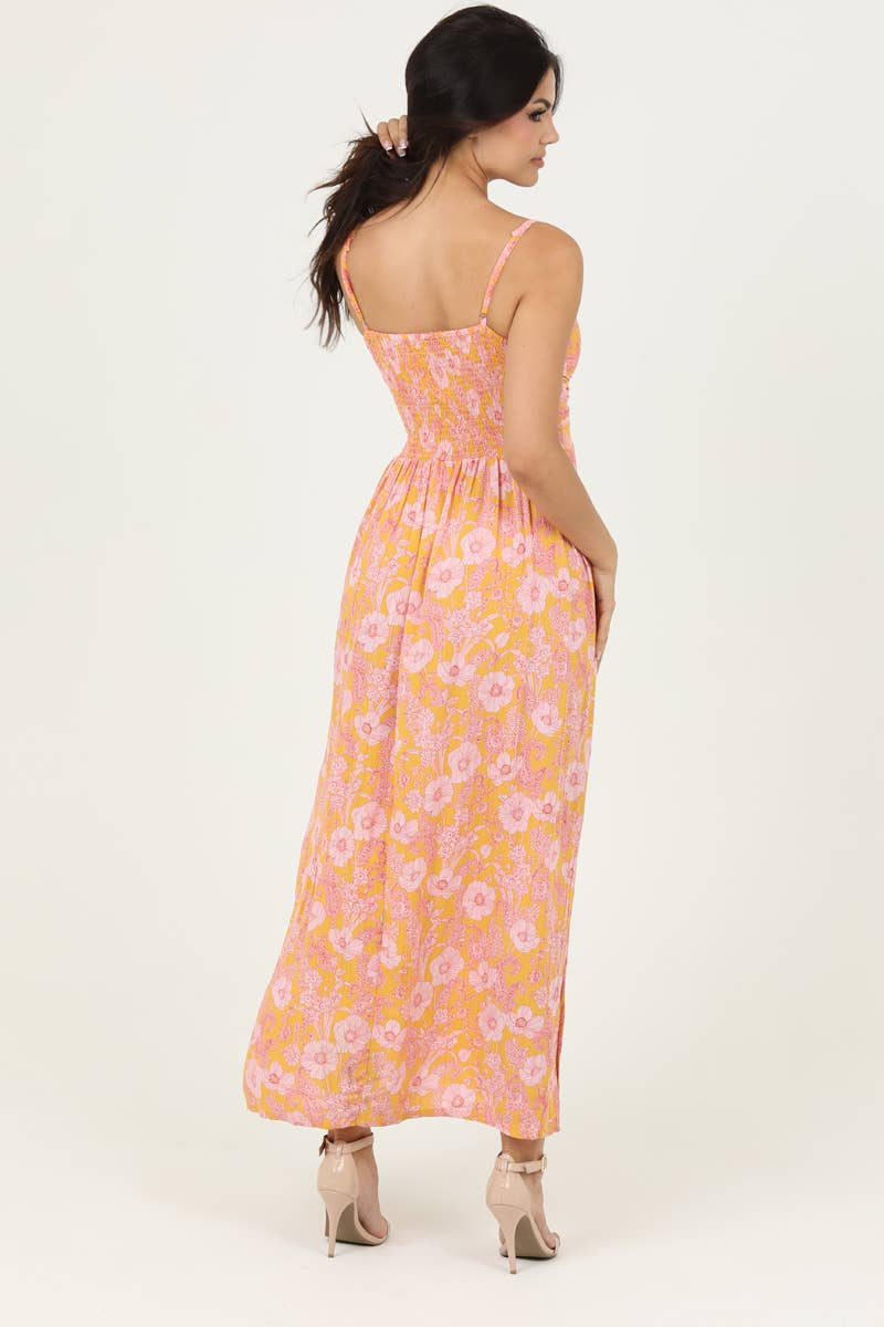 F4B48-A798 V NECK TWIST FRONT CUT OUT MAXI DRESS