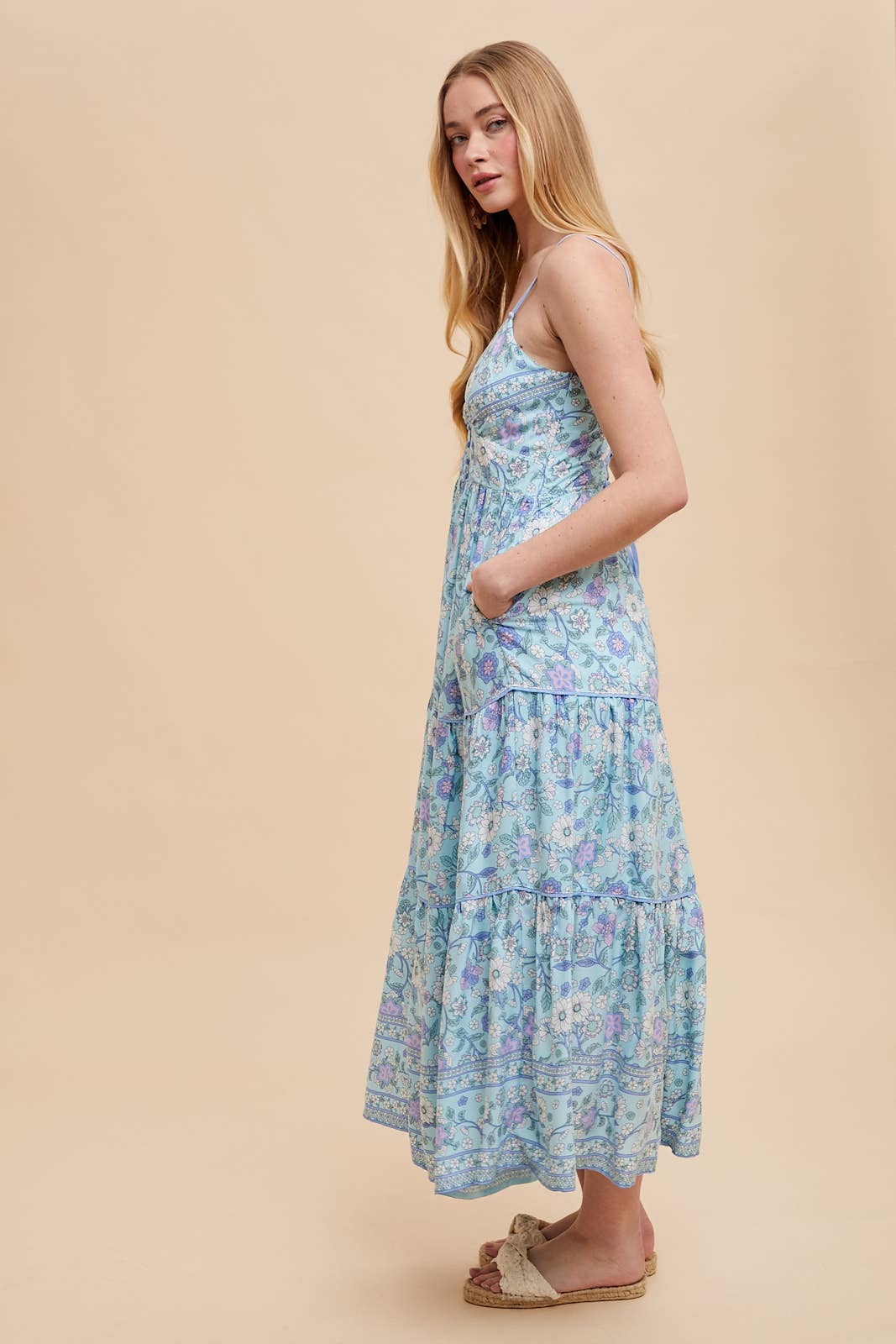 BORDER PRINT MAXI DRESS: BLUE IRIS / ILD6252