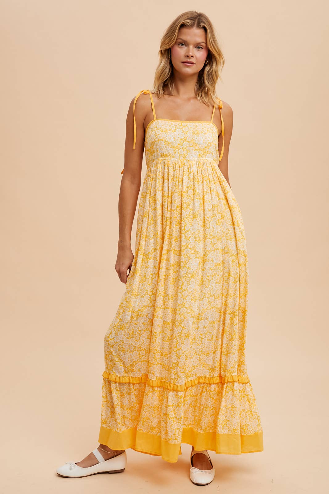 FLORAL CONTRAST MAXI DRESS: SANTORINI / ILD5714