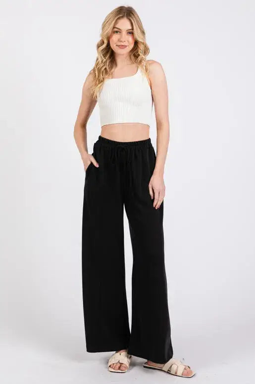 Modal Jersey Wide Leg Pants - NP70337: Stone