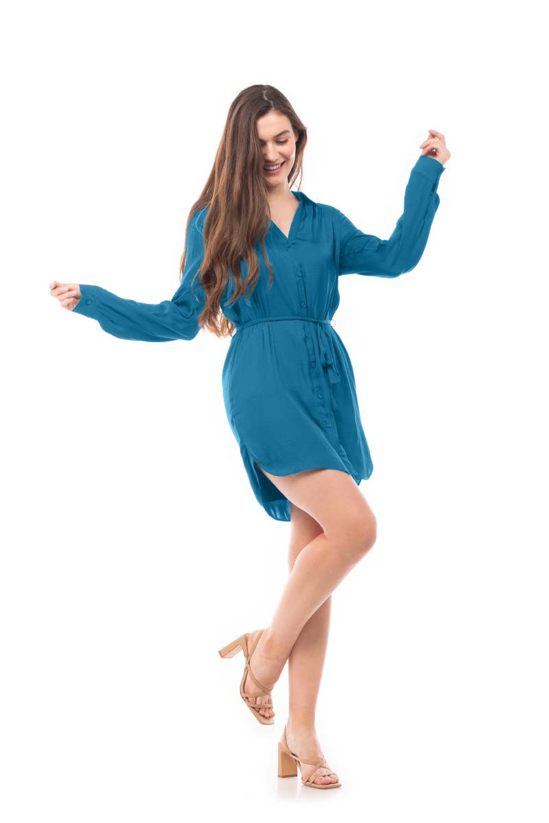 Long Sleeve Shirt Dress - RD117324: RAIN FOREST