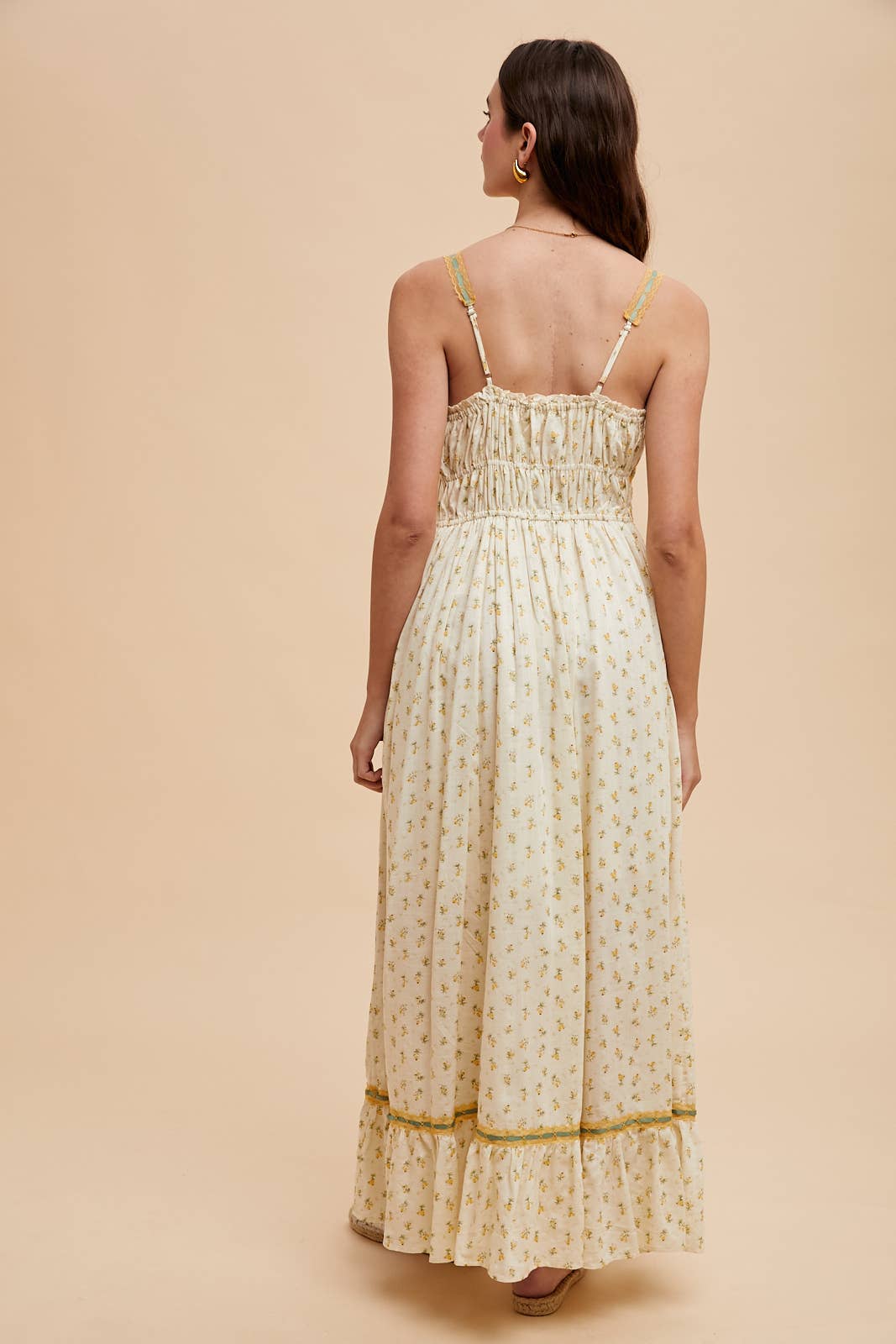 FLORAL LACE CONTRAST MAXI DRESS: DAFFODIL / ILD6205