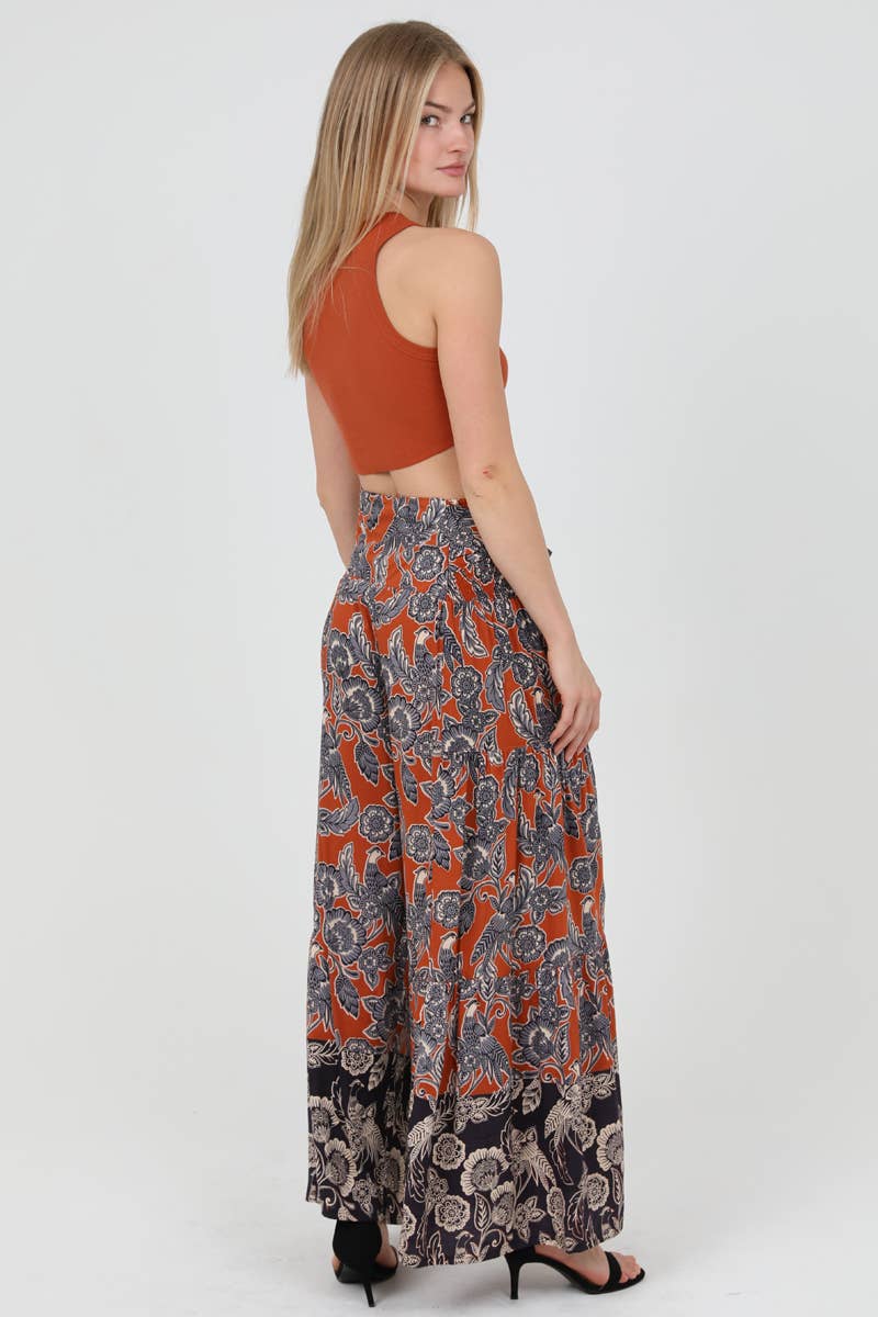 25S89-FQ58 HIGH WAISTED TIE FRONT WIDE LEG PANT