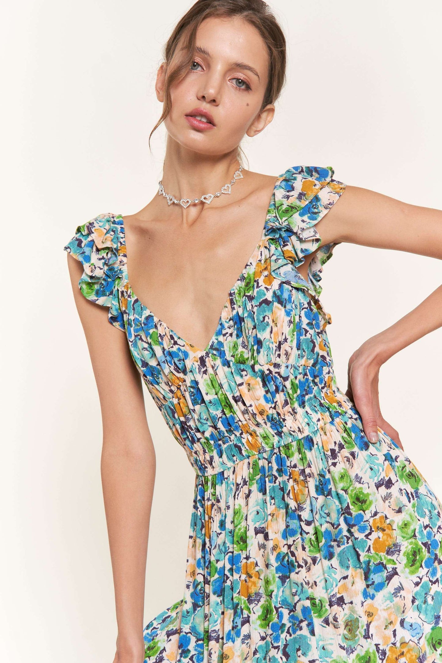 Blue Flower Midi Dress: D9742 / Blue Flower