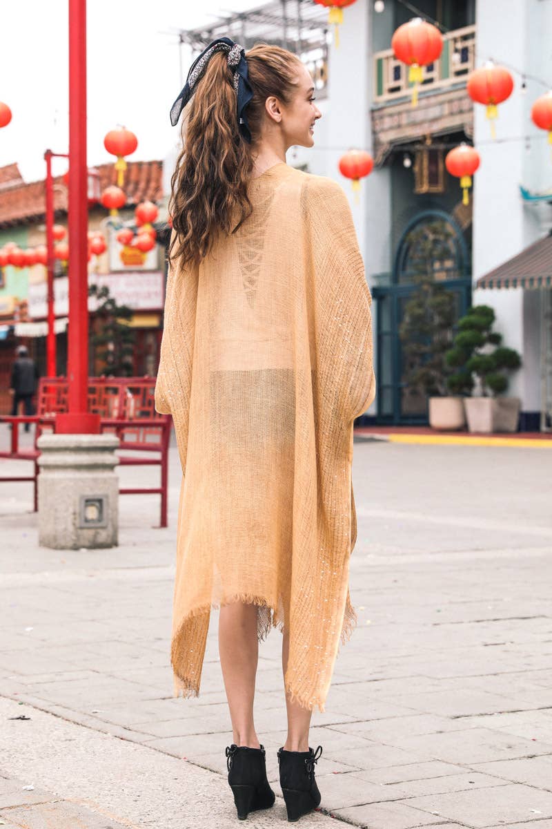 Open Weave Sequin Kimono