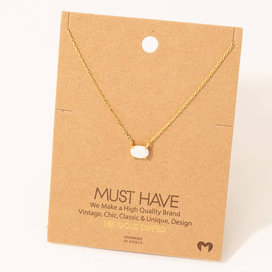 Dainty Opal Stone Pendant Necklace: G