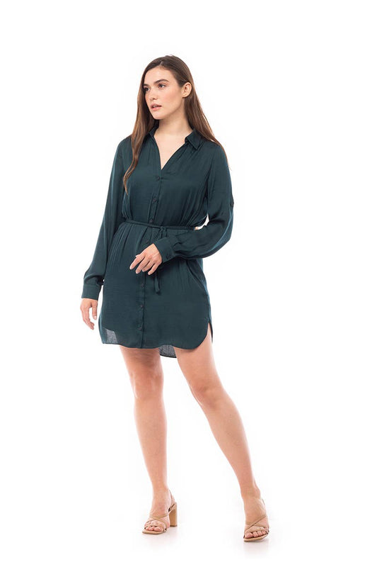 Long Sleeve Shirt Dress - RD117324: RAIN FOREST