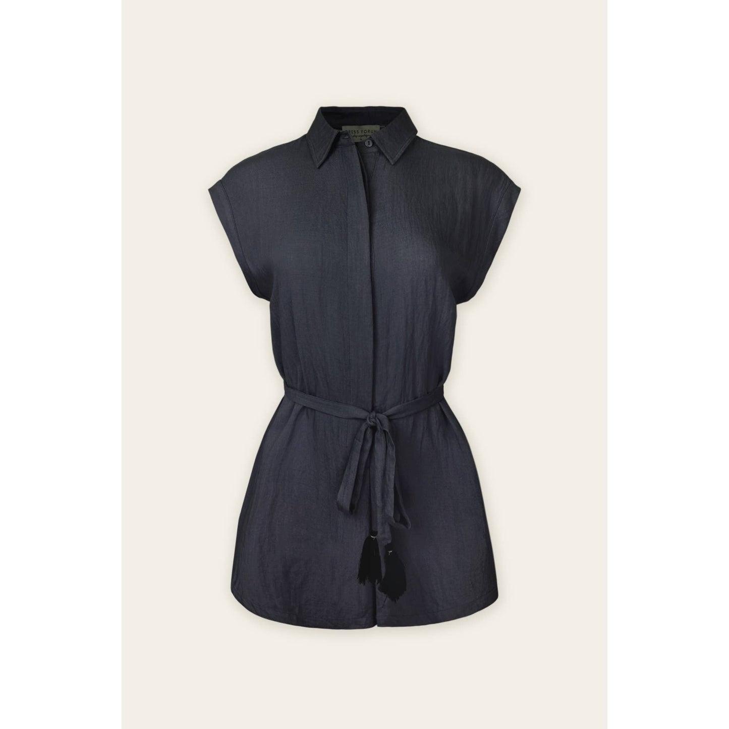 FR10778-P485 Button Up Sash Belt Romper