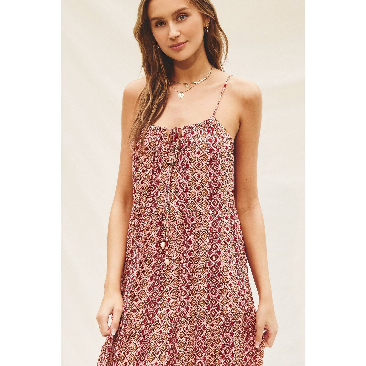 FD10941-P1198 - Day Glow Cutout Midi Dress - PERSIAN RED/NATURAL - Dress Forum