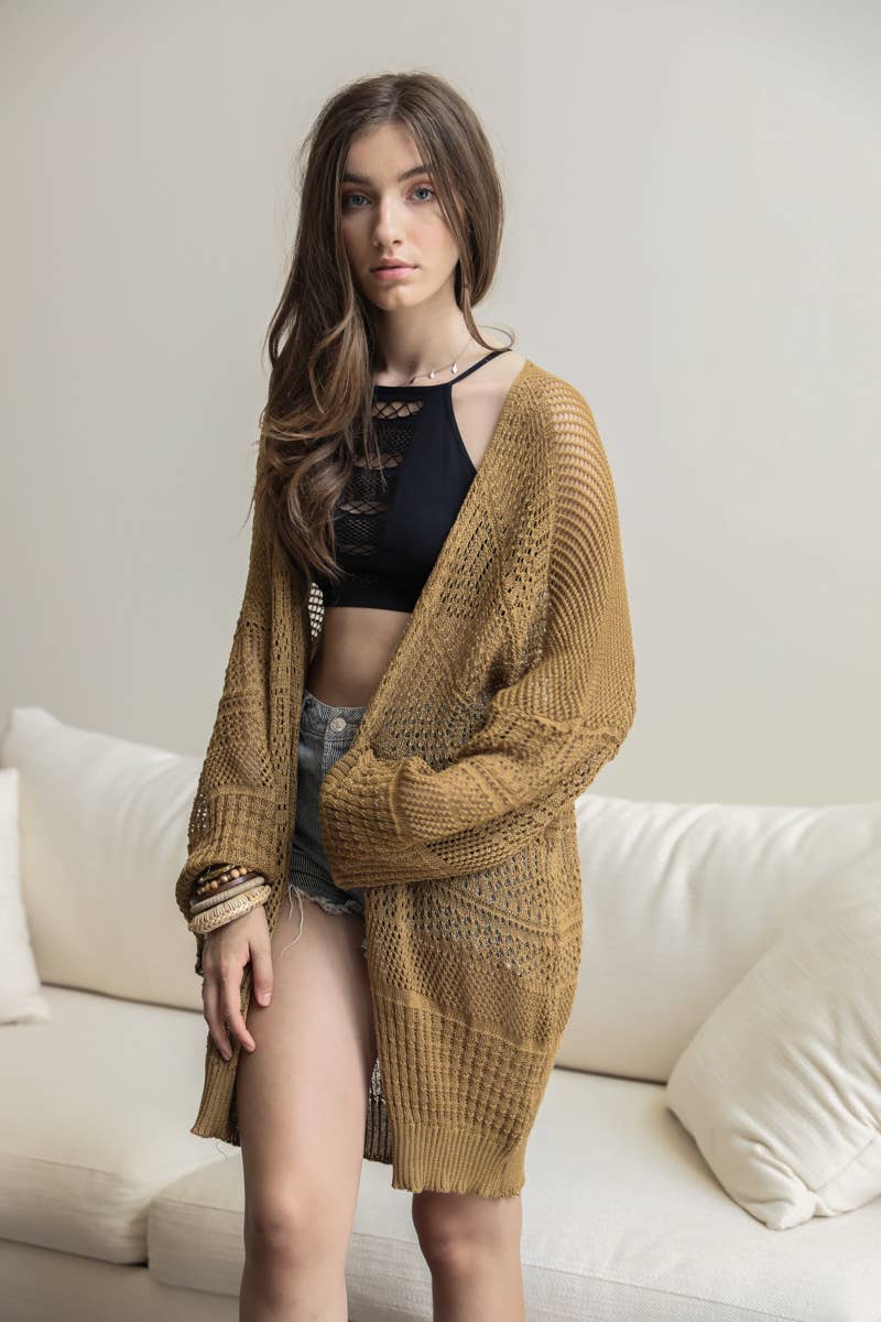 YSK-3963 Knit Netted Cardigan