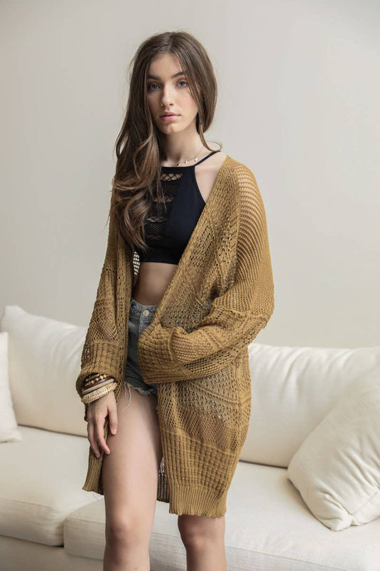 YSK-3963 Knit Netted Cardigan