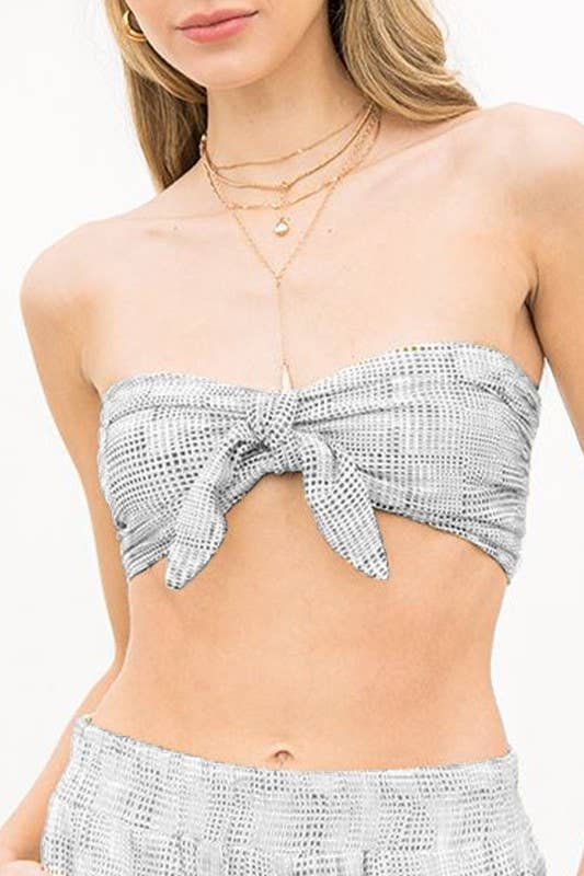 Front Tie Bandeau JQD Top: Black / T4823