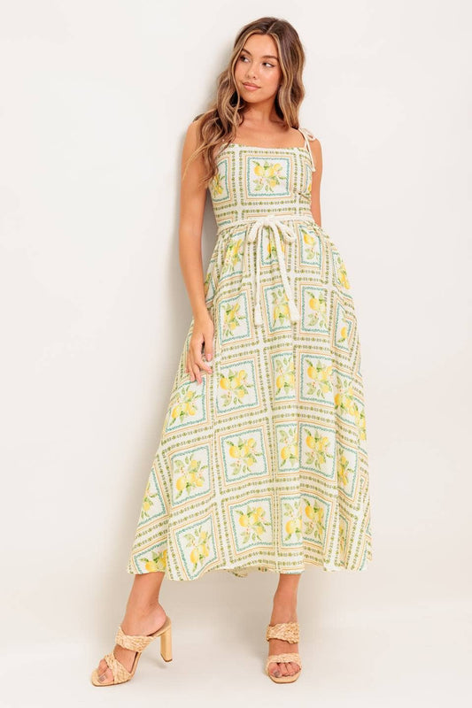 A printed woven midi dress - ID22459: IVORY