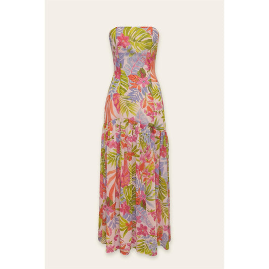 Love Coast Strapless Drop Waist Maxi Dress: AZALEA BOTANIC / FD12326-P1915
