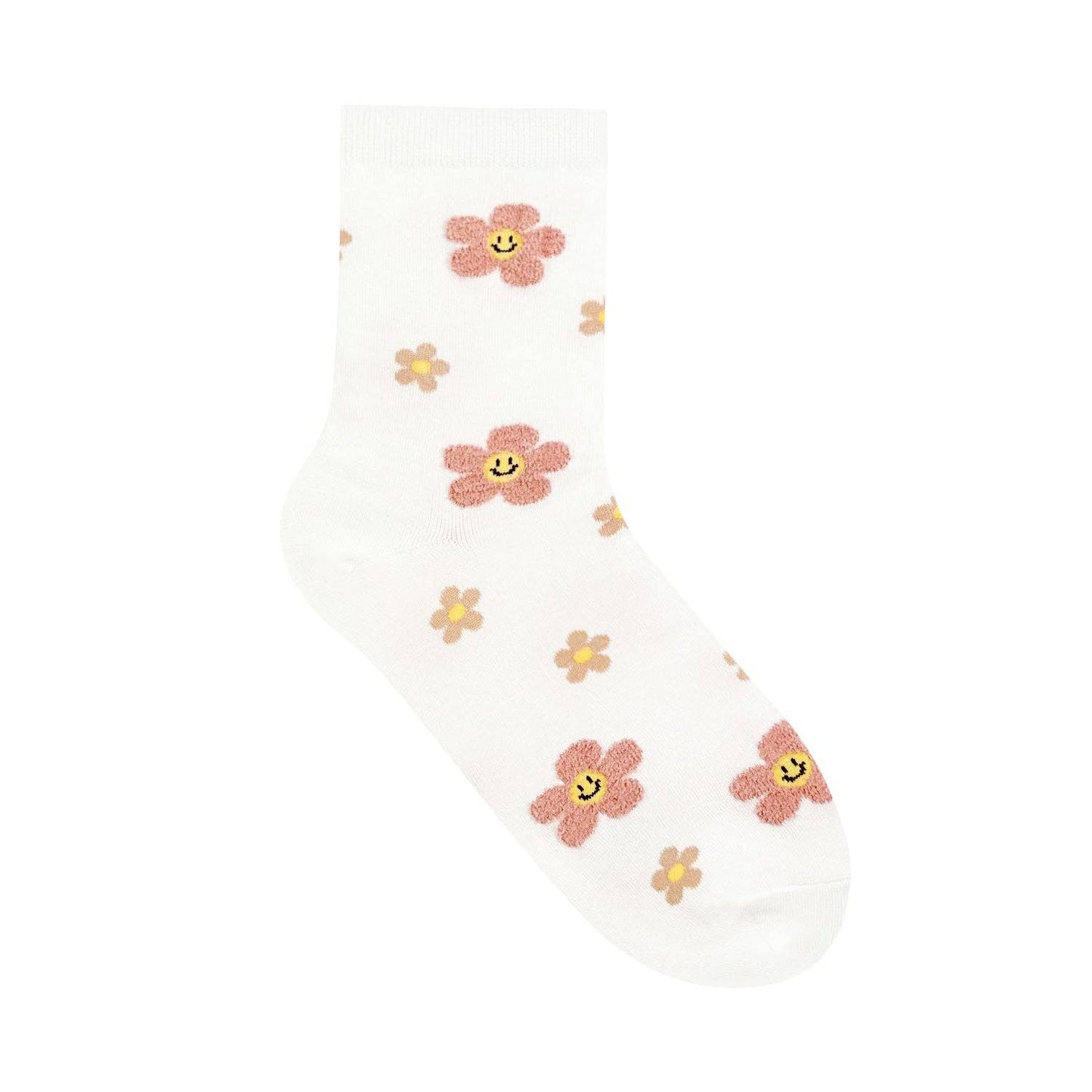 Women's Crew Fluffy Flower Socks: VW-L-034-2