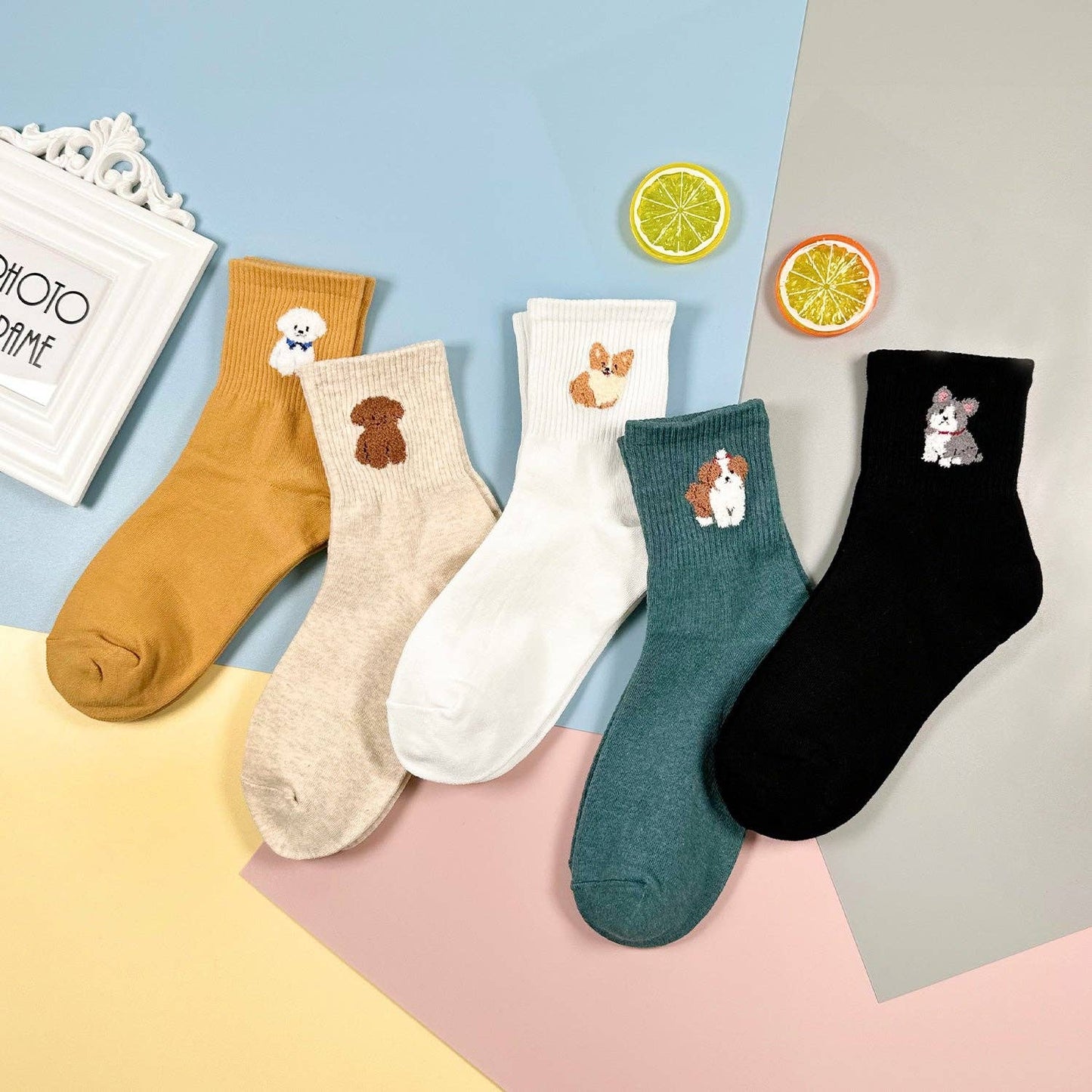 Women's Crew Puppy Land Socks: VW-L-037-1