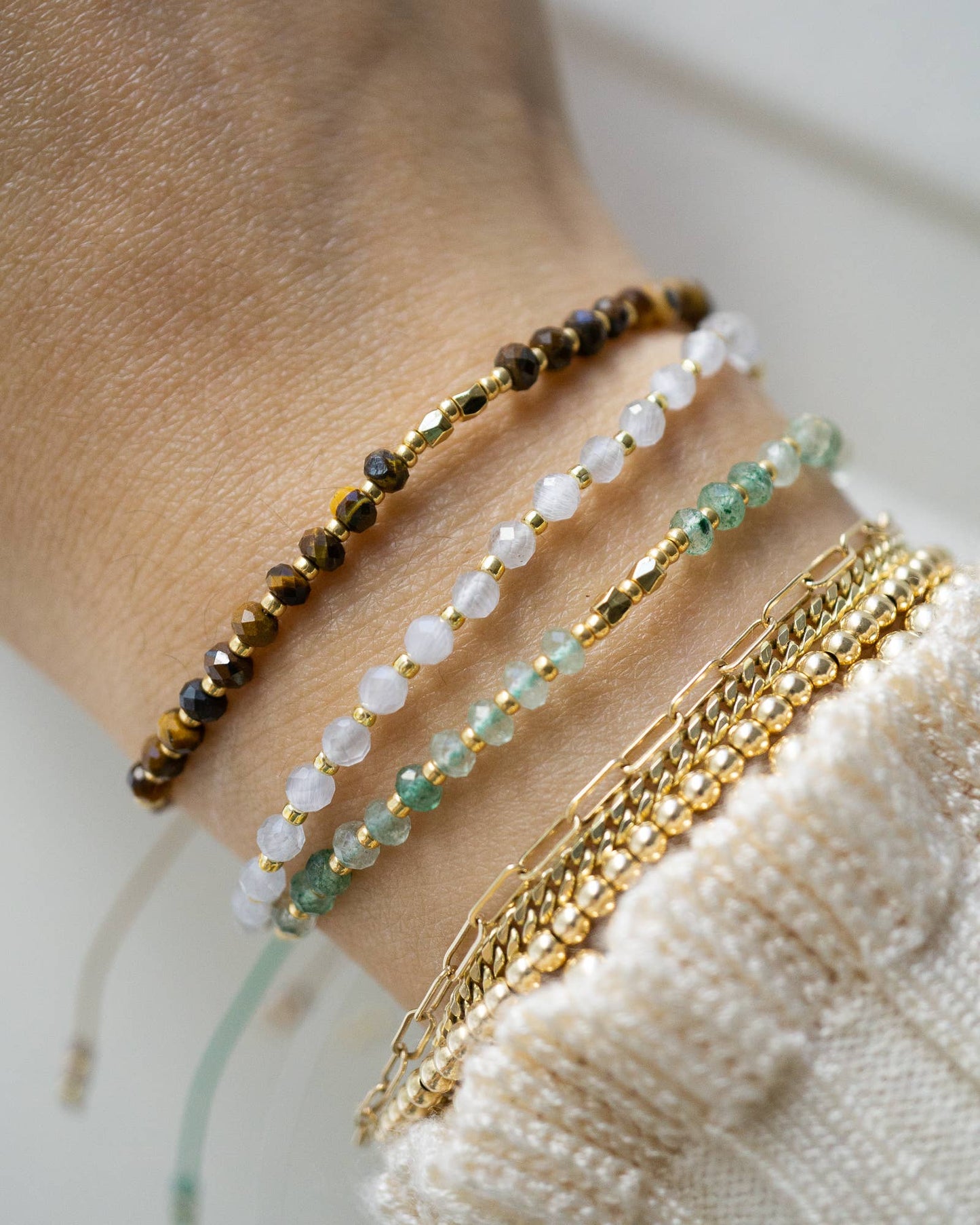 Selenite Healing Gemstone Stacking Bracelet