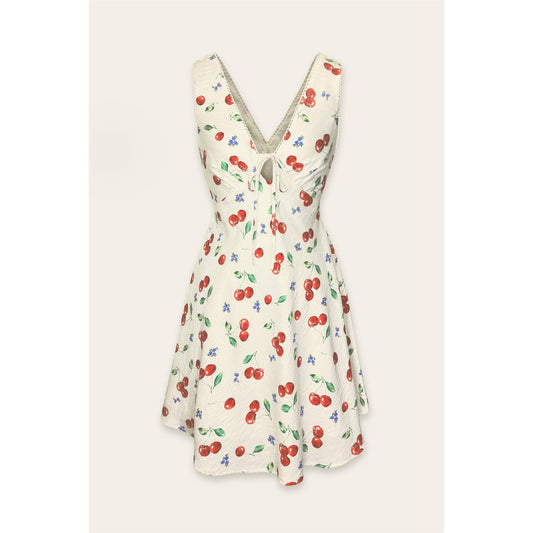 Cherry On Top Scallop Lace Plunging Mini Dress: STARLIGHT CHERRY / FD12846-P2010