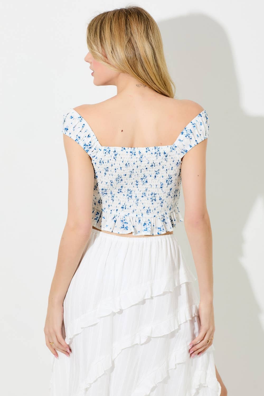 PRINTED FLORAL TANK TOP: IVORY BT3582