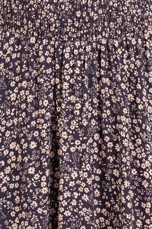 Print Waist Smocked Skirts - VNS16762H8: Night Purple