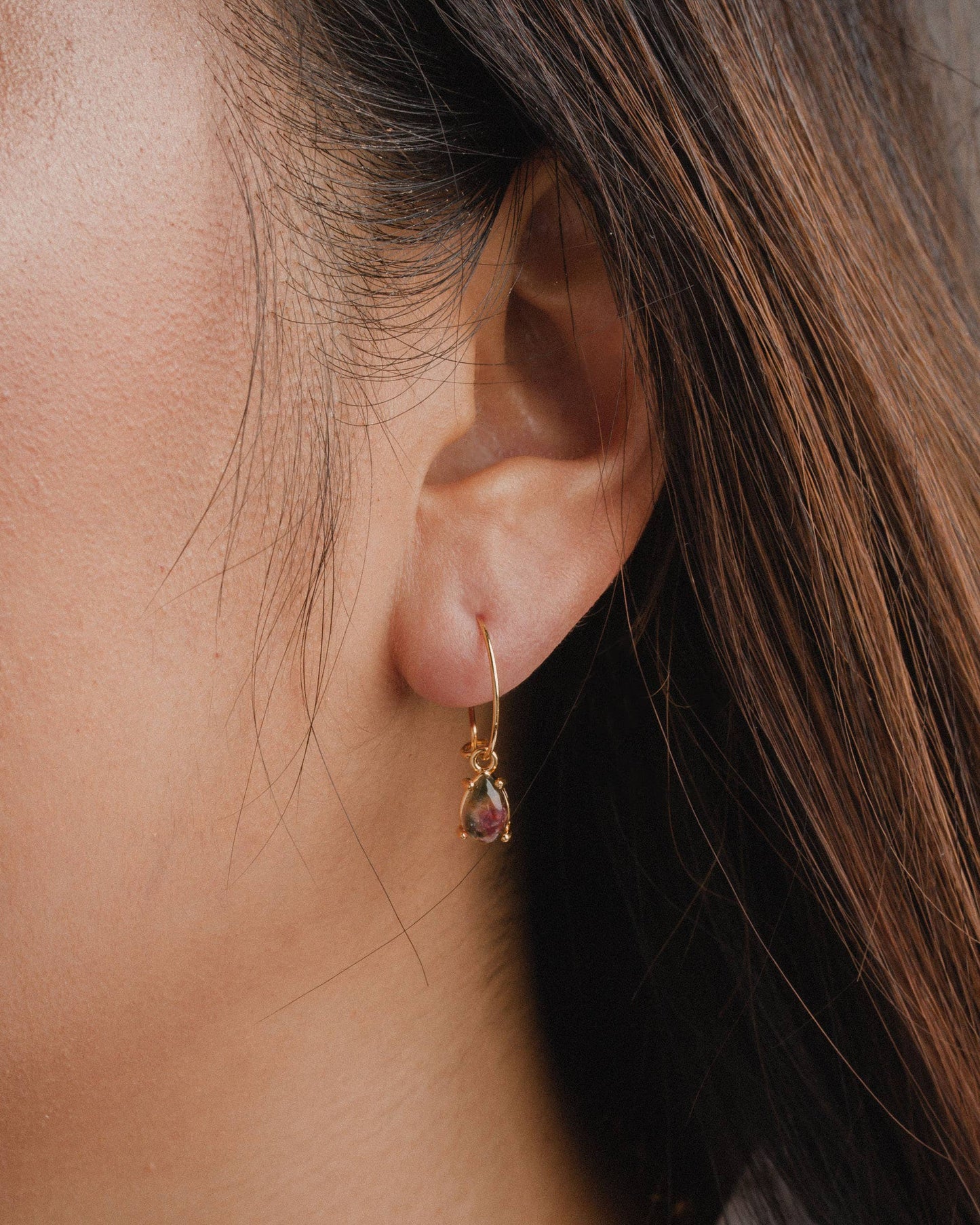 Airy Hoop Earrings - Pink Tourmaline