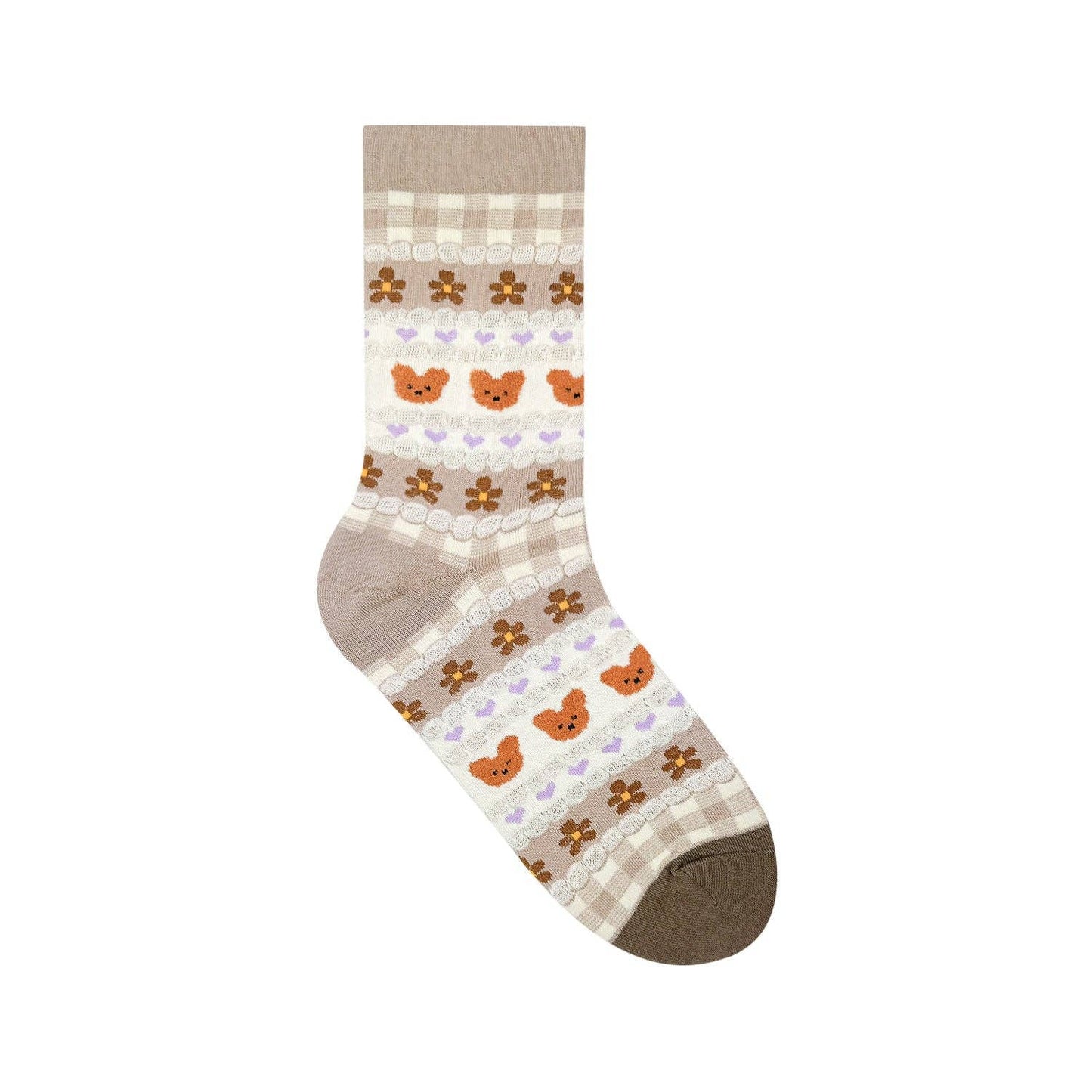 Women's Pastel Bear Crew Socks: W-L-354-4