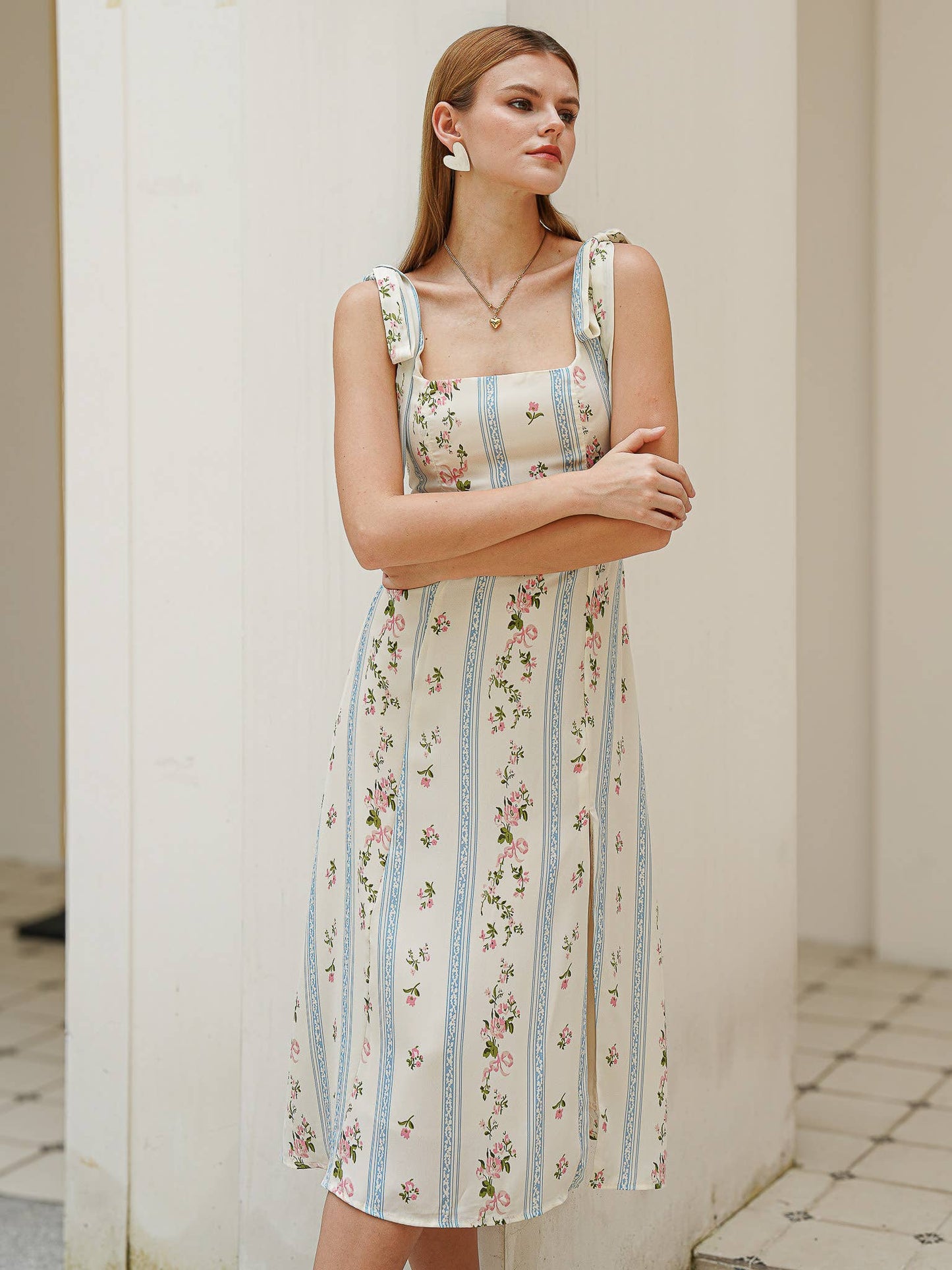 Sweet Floral Stripe Sundress: RP2421