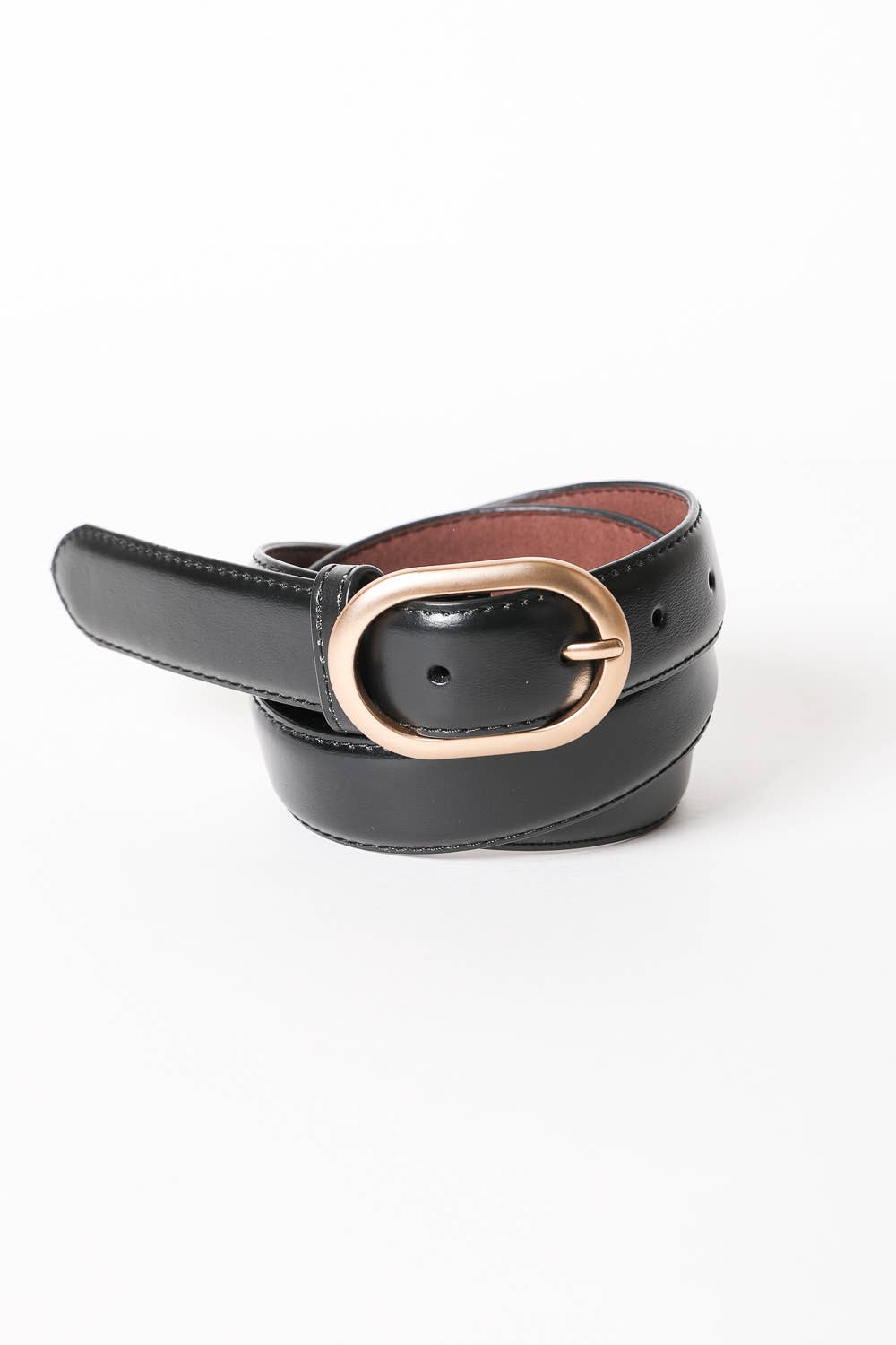 Matte Rosegold Oval Buckle Hip Belt: Brown