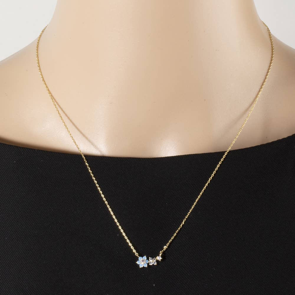 Gold Dipped Dual Cz Daisy Cluster Pendant Necklace: G