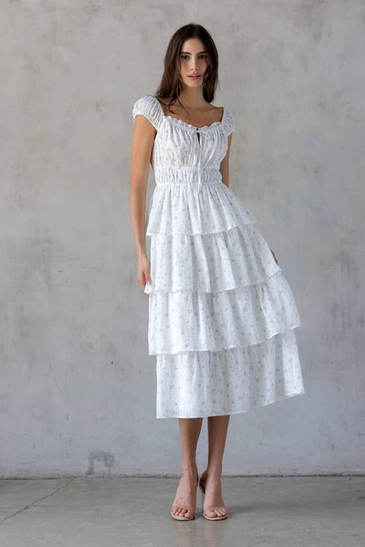JD7557-WHITE BLUE FL: WHITE /BLUE FL
