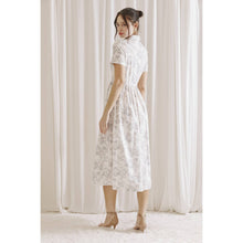Load image into Gallery viewer, JD5517- GARDEN PRINT CLASSIC MIDI DRESS: IVORY/GREY
