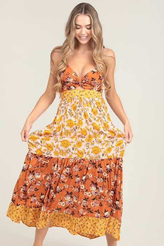 F4F50-WA78-WA79-WA80 V NECK TWIST FRONT CUT OUT  MAXI