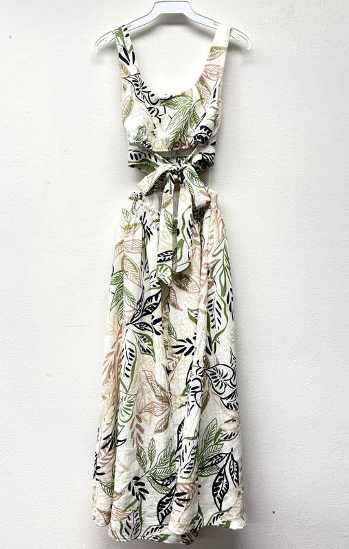 Printed Cutout Midi Dress: D3107F