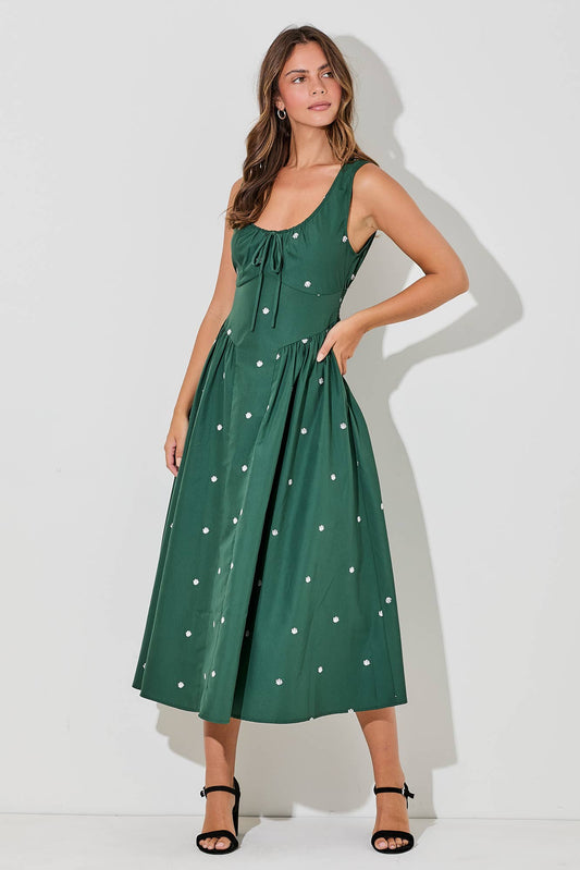 ROSE MIDI DRESS: DARK GREEN / BD5797