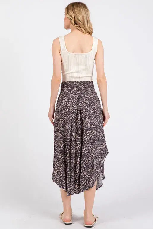 Print Waist Smocked Skirts - VNS16762H8: Night Purple