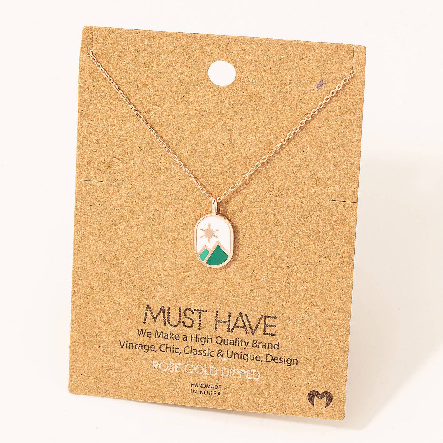 Oval Mountain Range Coin Charm Necklace: G