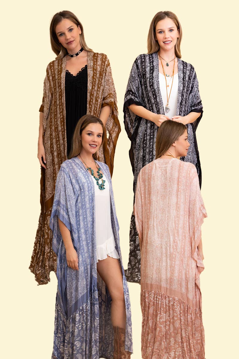 Free Flow Paisley Longline Kimono - Bestseller 😍: Chambray
