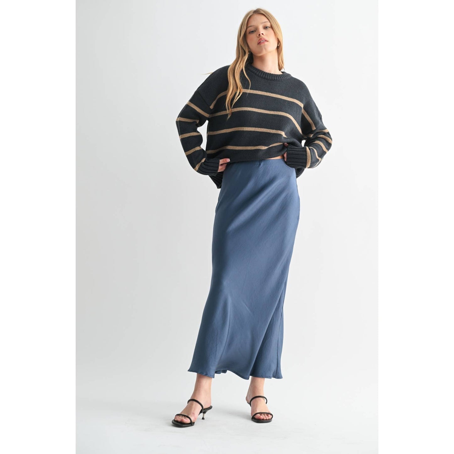 SOLID MAXI SKIRT: Brown / FS65099_4
