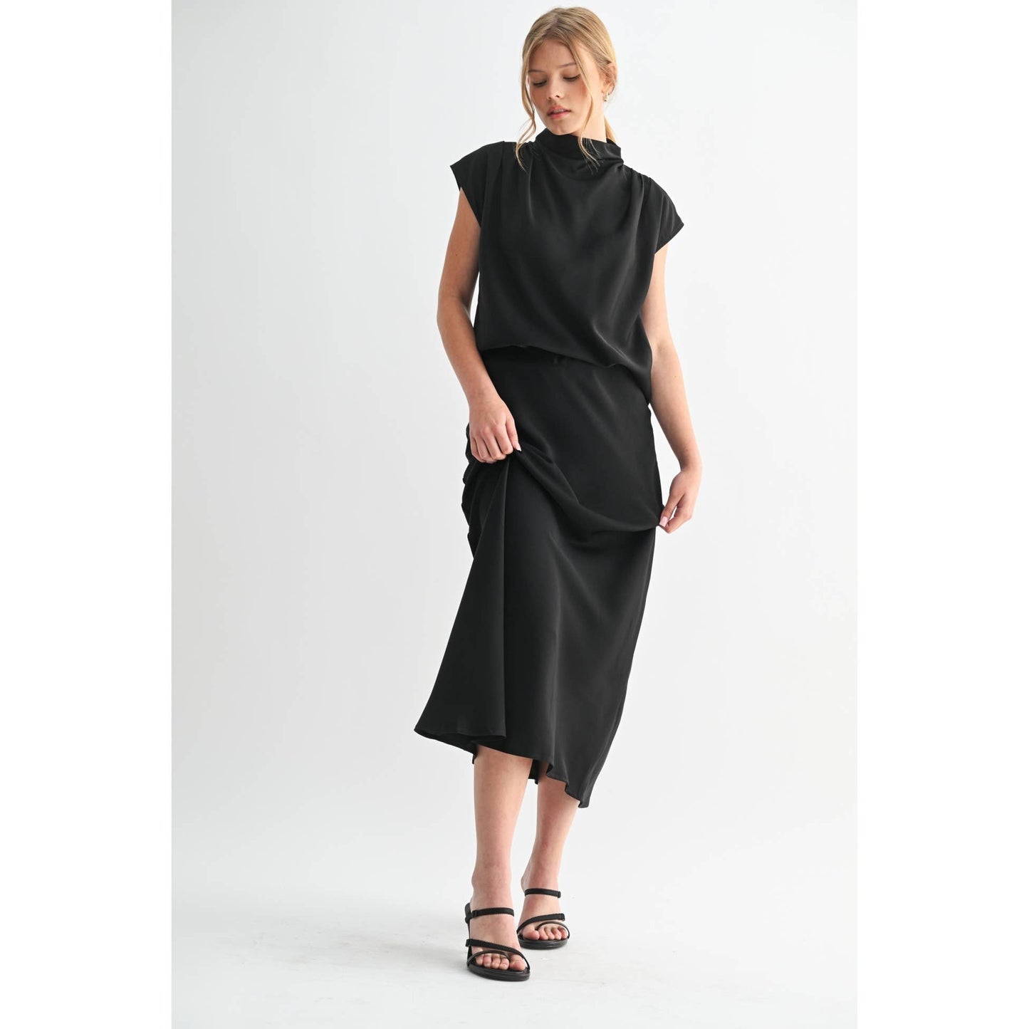SOLID MAXI SKIRT: Brown / FS65099_4