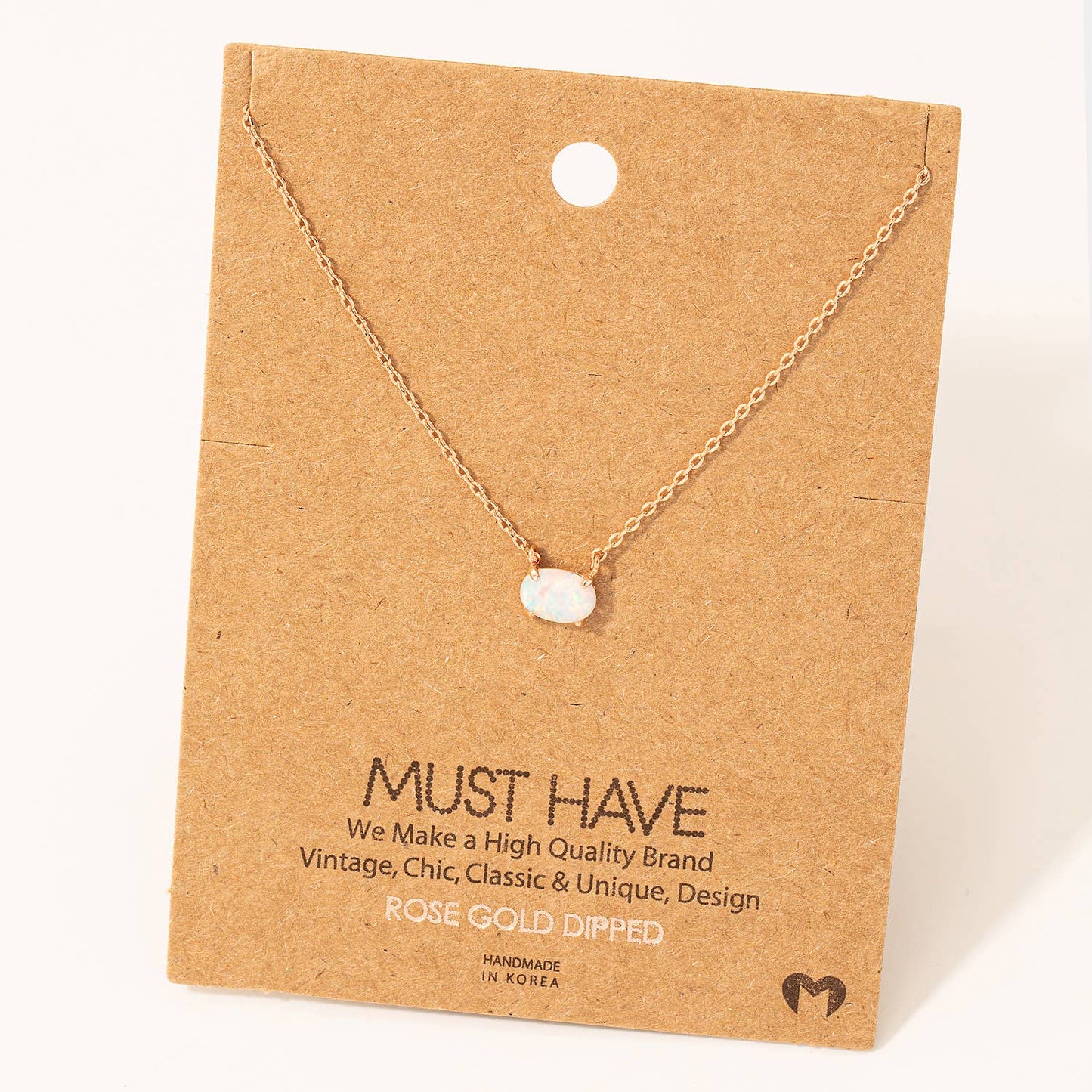 Dainty Opal Stone Pendant Necklace: G